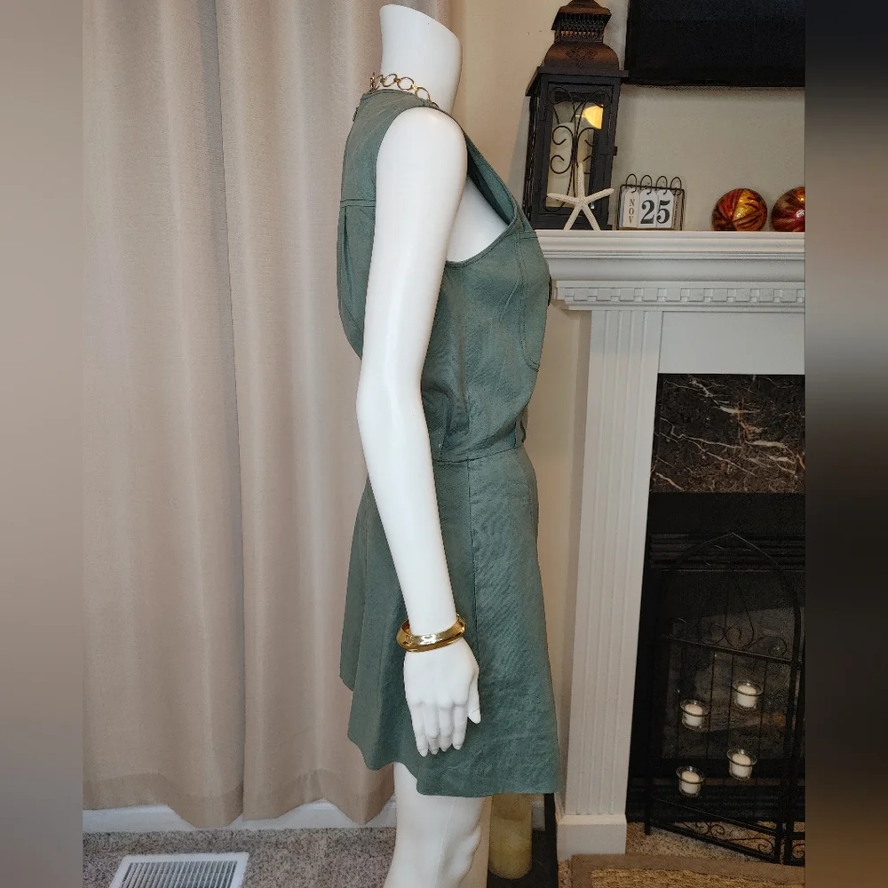 DEREK LAM 10 CROSBY Sleeveless Lace Up Romper in Army 6 - Picture 6 of 11